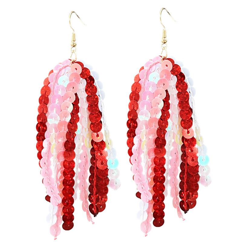 Wholesale 2 Pairs/pack Valentine's Day Glitter Pink Atmosphere Earrings ACC-ES-HY223