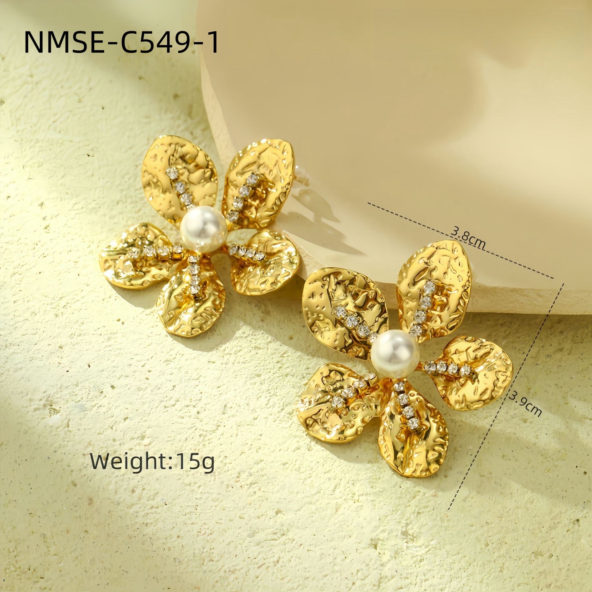 Wholesale stainless steel earrings geometric flowers pearl  earrings