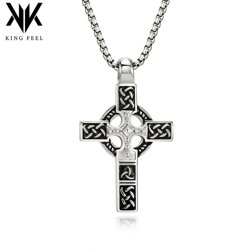 Wholesale Retro Celtic Cross Necklace Titanium Steel Pendant Men' s Fashion Accessory Gift