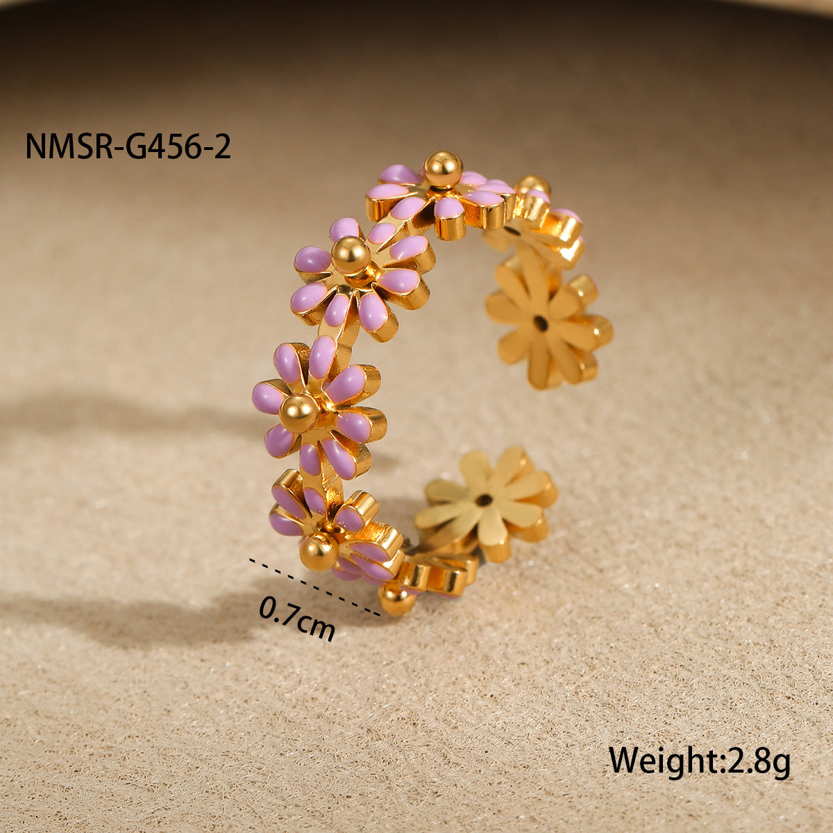 Wholesale flower ring stainless steel 18k gold  ring