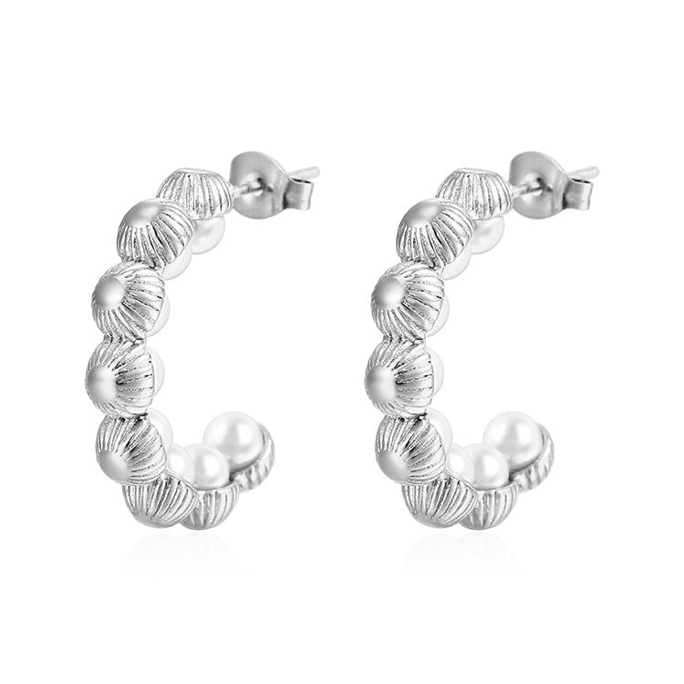 Wholesale Retro C-shaped Light Luxury Stainless Steel 18K Gold Plated Earrings ACC-ES-MuShan031