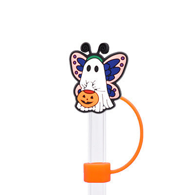 Wholesale Random 100pcs Halloween 10MM PVC Straw Tube Cap ACC-SCR-YiQu002