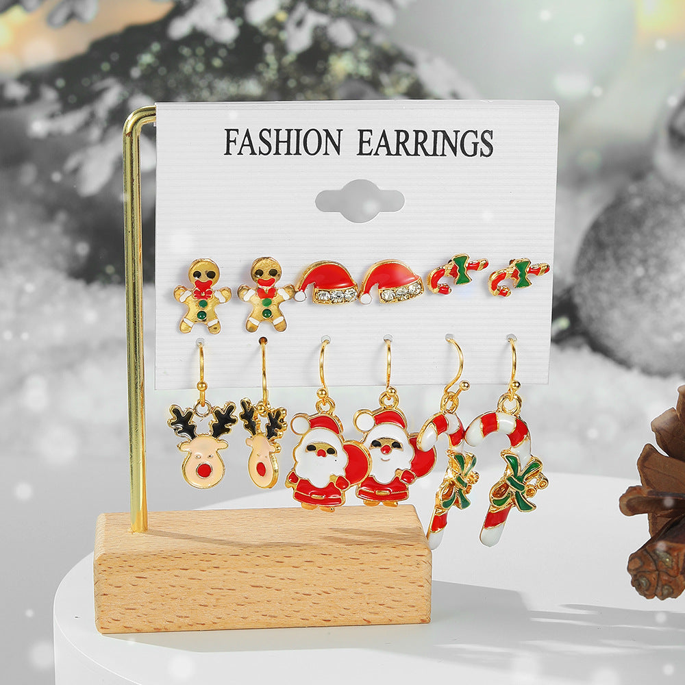 Wholesale Christmas Elk Cane Bow Earrings Set ACC-ES-Anduo002