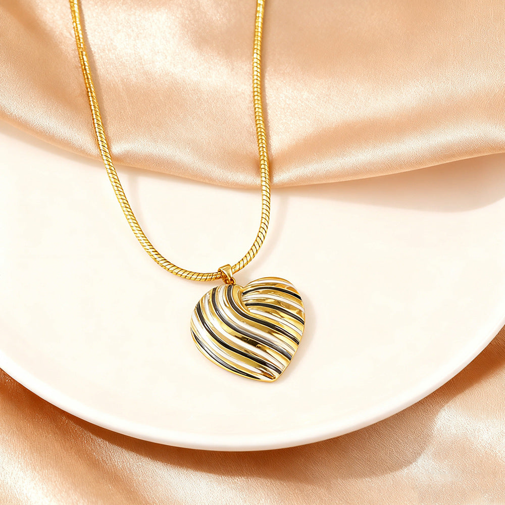 Wholesale oil-paint stainless steel heart necklace