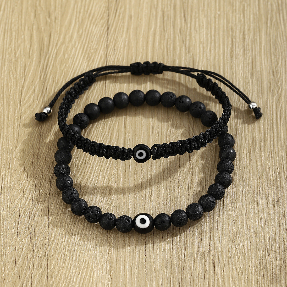 Wholesale Handmade Woven Evil Eye Bracelet With Black Beads Unisex Cord Jewelry Accessory For Everyday Casual Wear