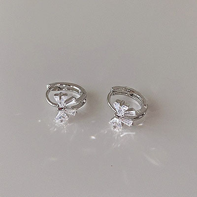 Wholesale Black Zircon Bow Earrings Simple Niche Design Trendy Fashion Accessory for Party Wear