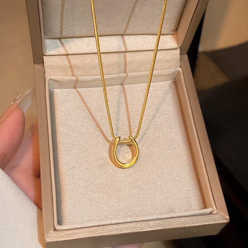 Wholesale Titanium Steel Collarbone Necklace with Zircon and Pearl Pendant