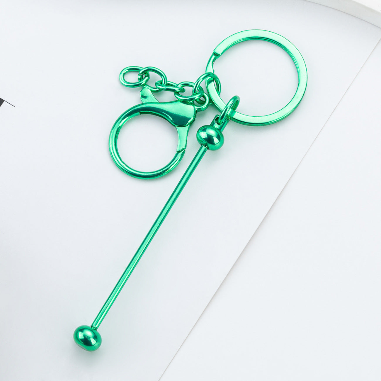 Wholesale DIY Beaded Keychain UV Electroplated Metal Keychain