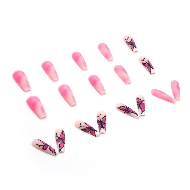 Wholesale 24 Pieces/box Purple Butterfly Manicure Press-on Nails Kits Nail Stickers ACC-NS-SanWei011