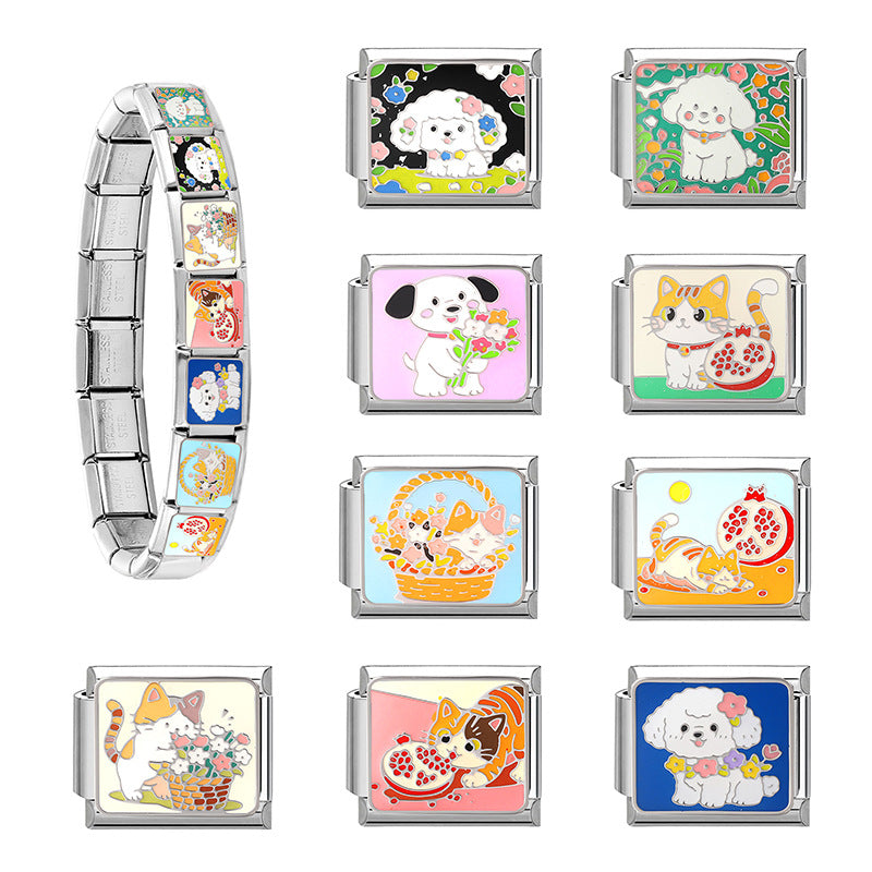Wholesale Italian Charm Bracelet 9mm DIY Cute  vintage-style Creative Stainless Steel Composable Bracelet