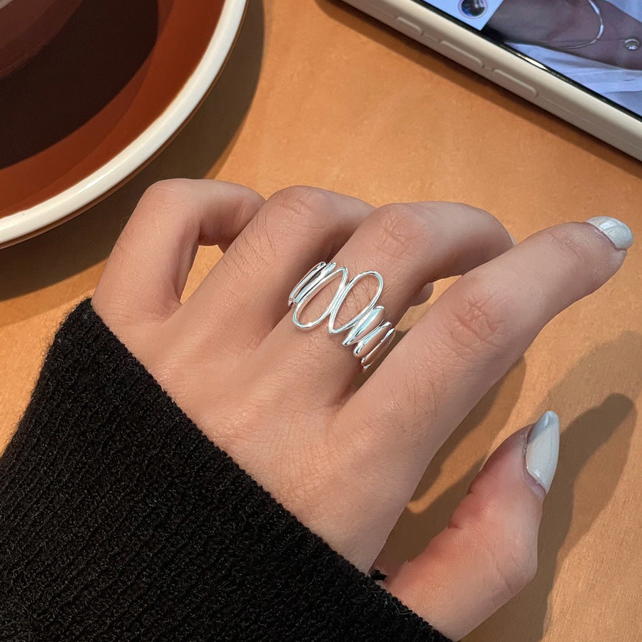 Wholesale Hollow Water Drops Irregular Ring  Sterling Silver Open Ring