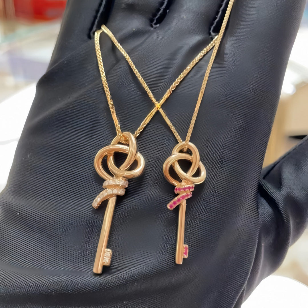 Wholesale  Pink Diamond Rose Gold Chain Vintage Necklaces