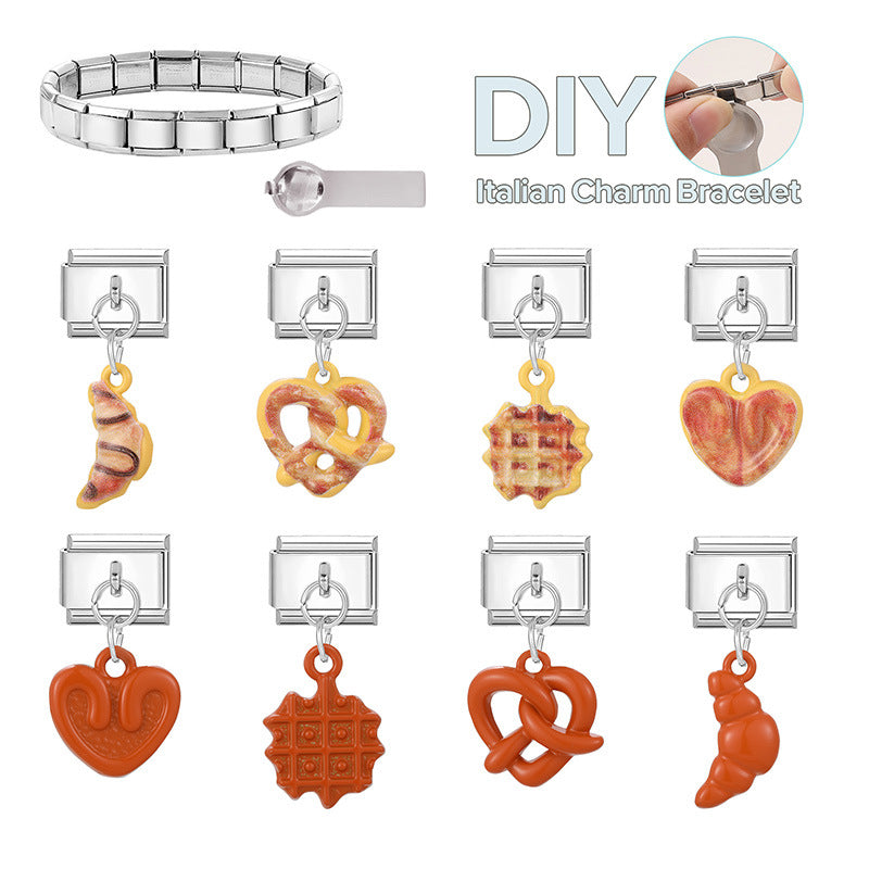 Wholesale Italian Charm Bracelet 9mm DIY Splicing Bread Series Stainless Steel Composable Bracelet