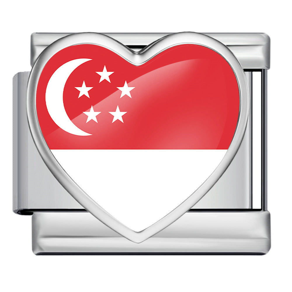 Wholesale Heart-Shaped Flag Pattern Stainless Steel Bracelet Strap Chain Fashion Accessory Gift