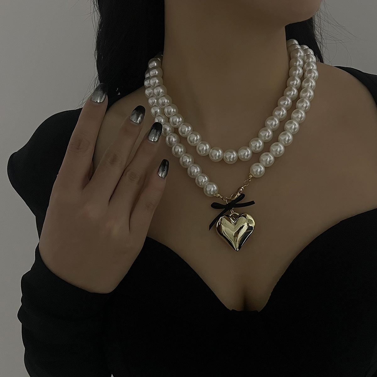 Wholesale  vintage bow earrings  ribbon bow love pearl necklace