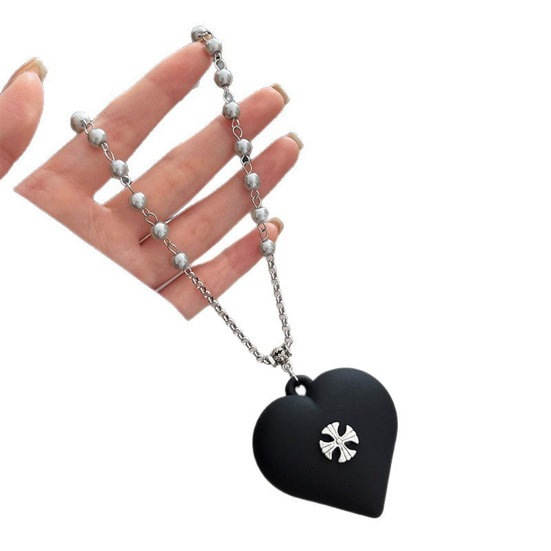 Wholesale Black Wooden Cross Pendant Necklace Edgy Subculture Layering Collarbone Chain Handmade Everyday Jewelry Accessory