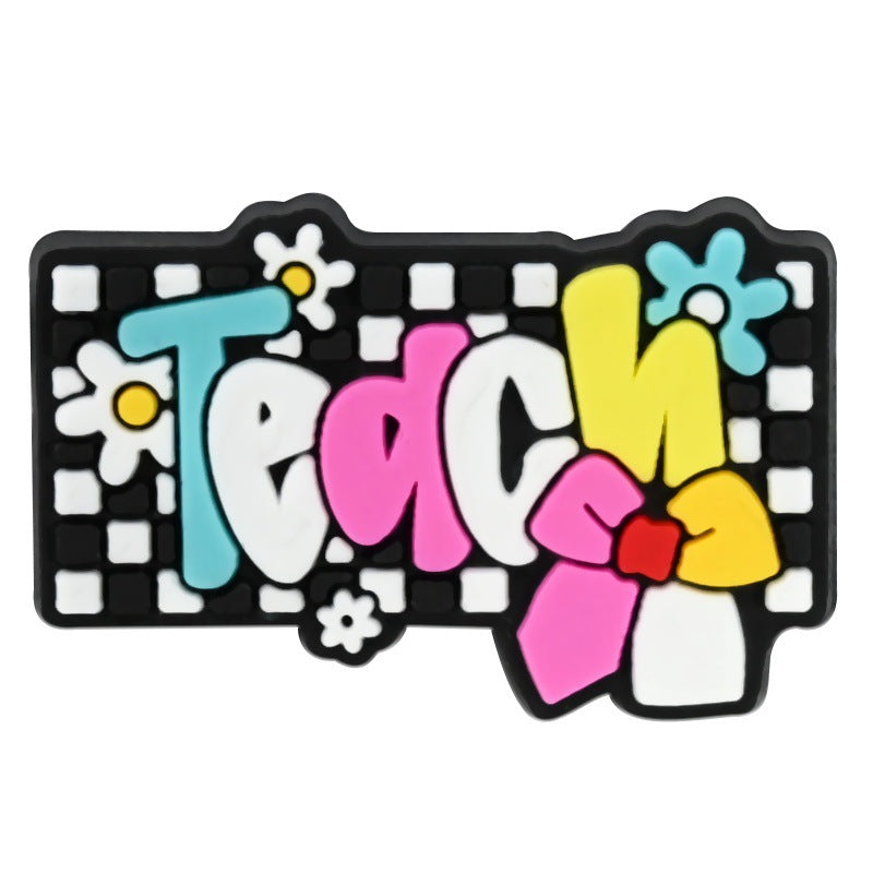 Wholesale  Random 100pcs Teacher' s Day Series  PVC Soft Rubber Shoe Buckle Decoration