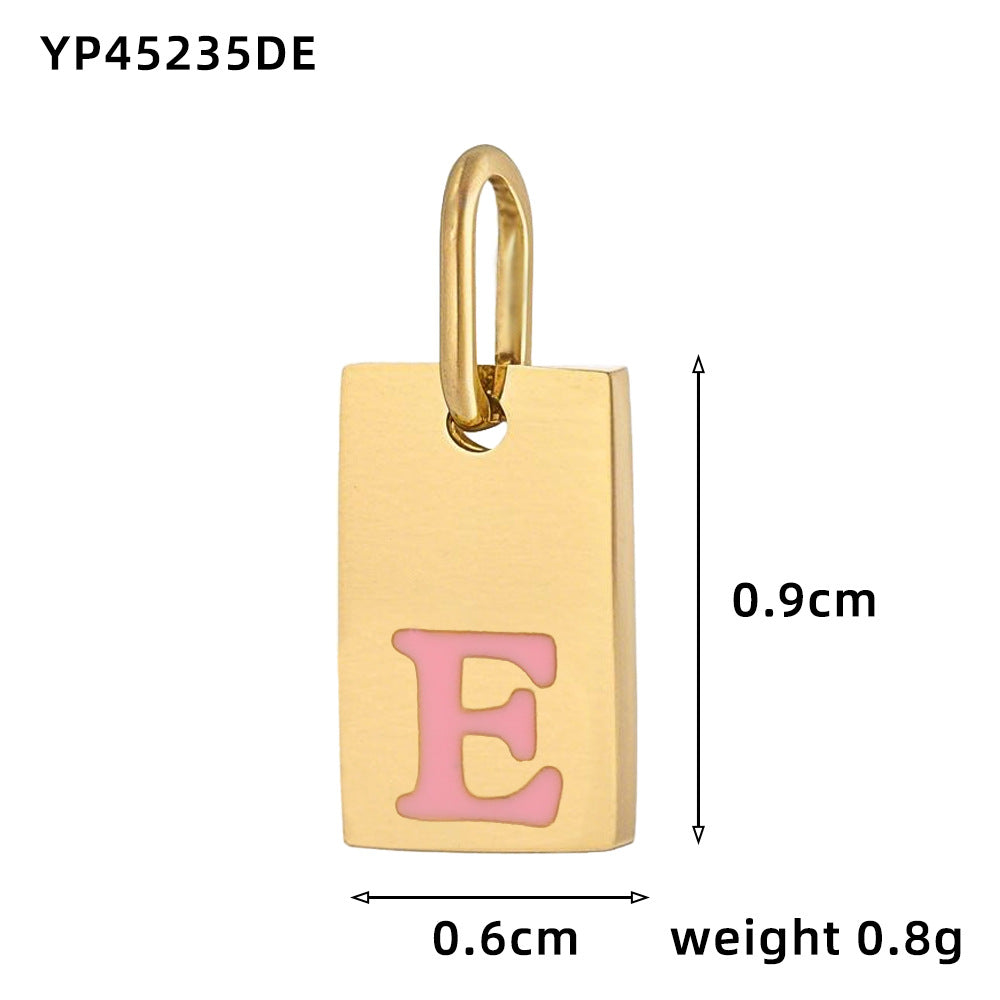 Wholesale 26 oil drops English letters stainless steel gold-plated DIY pendant