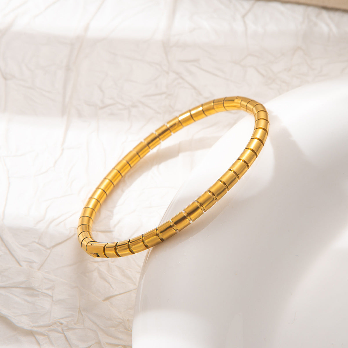 Wholesale Bamboo Design Stainless Steel Open Cuff Bracelet Fashion Jewelry Accessory Gift For Women Boutique Resale