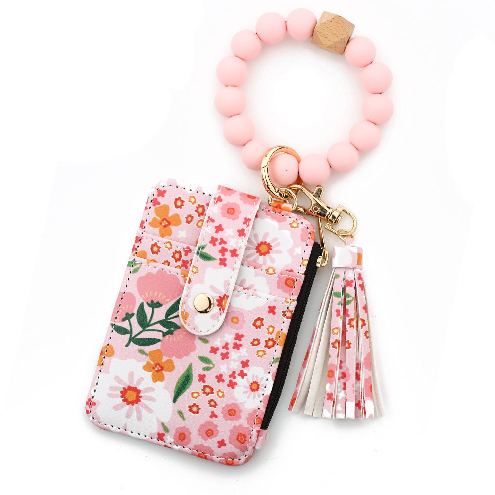 Wholesale Silicone Handstring Floral Folded  Wristlet Keychain