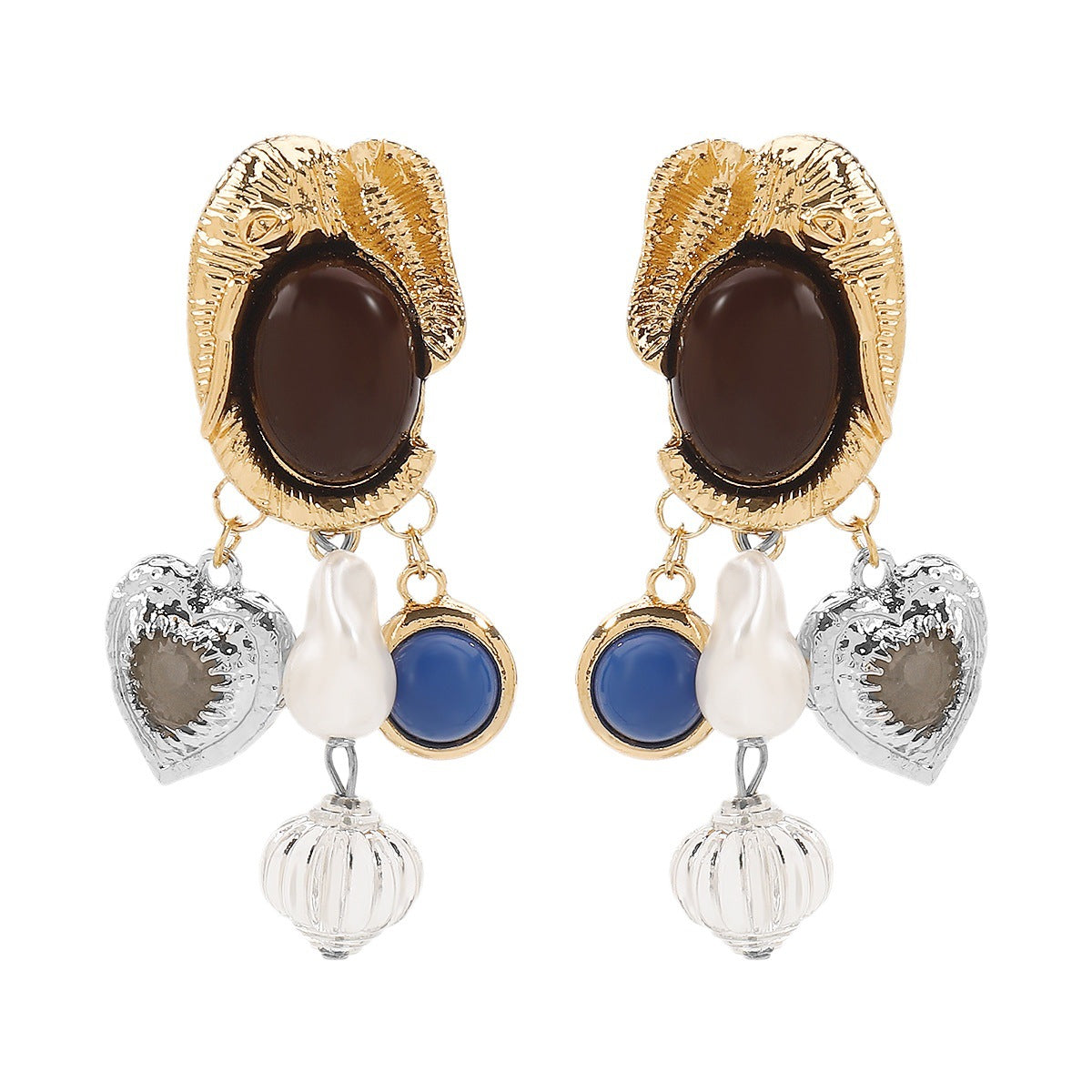 Wholesale retro pearl gem pendant earrings