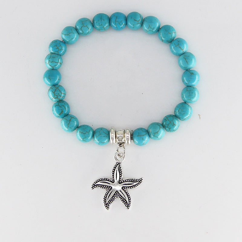 Wholesale Turquoise Beaded Bracelet Beach Turtle Design Travel Commemoration Gift