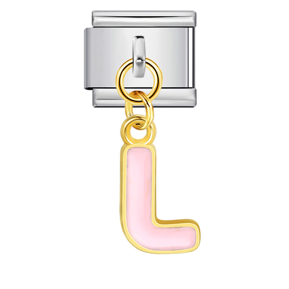 Wholesale Italian Charm Bracelet 9mm DIY Splicing Letter Series Stainless Steel Composable Bracelet