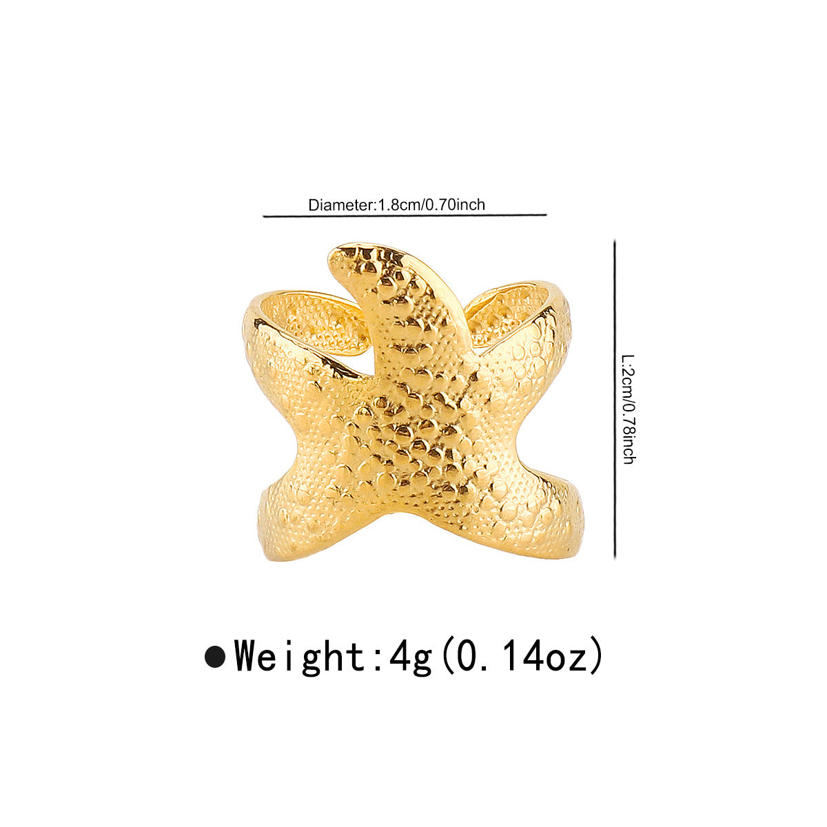 Wholesale Stainless Steel Open Starfish Ring Bracelet