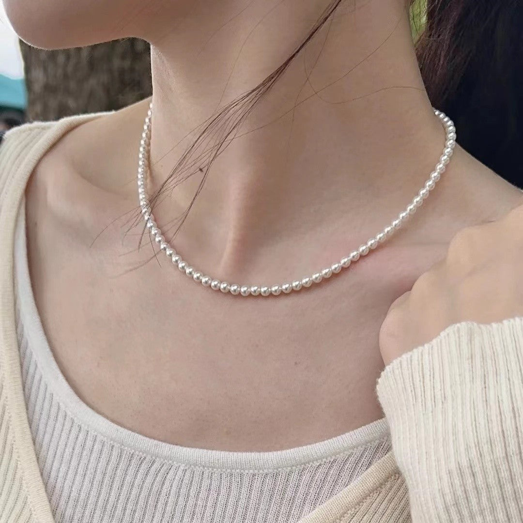 Wholesale  Light Luxury Simple Butterfly Painted Diamond  Pearl  Necklace