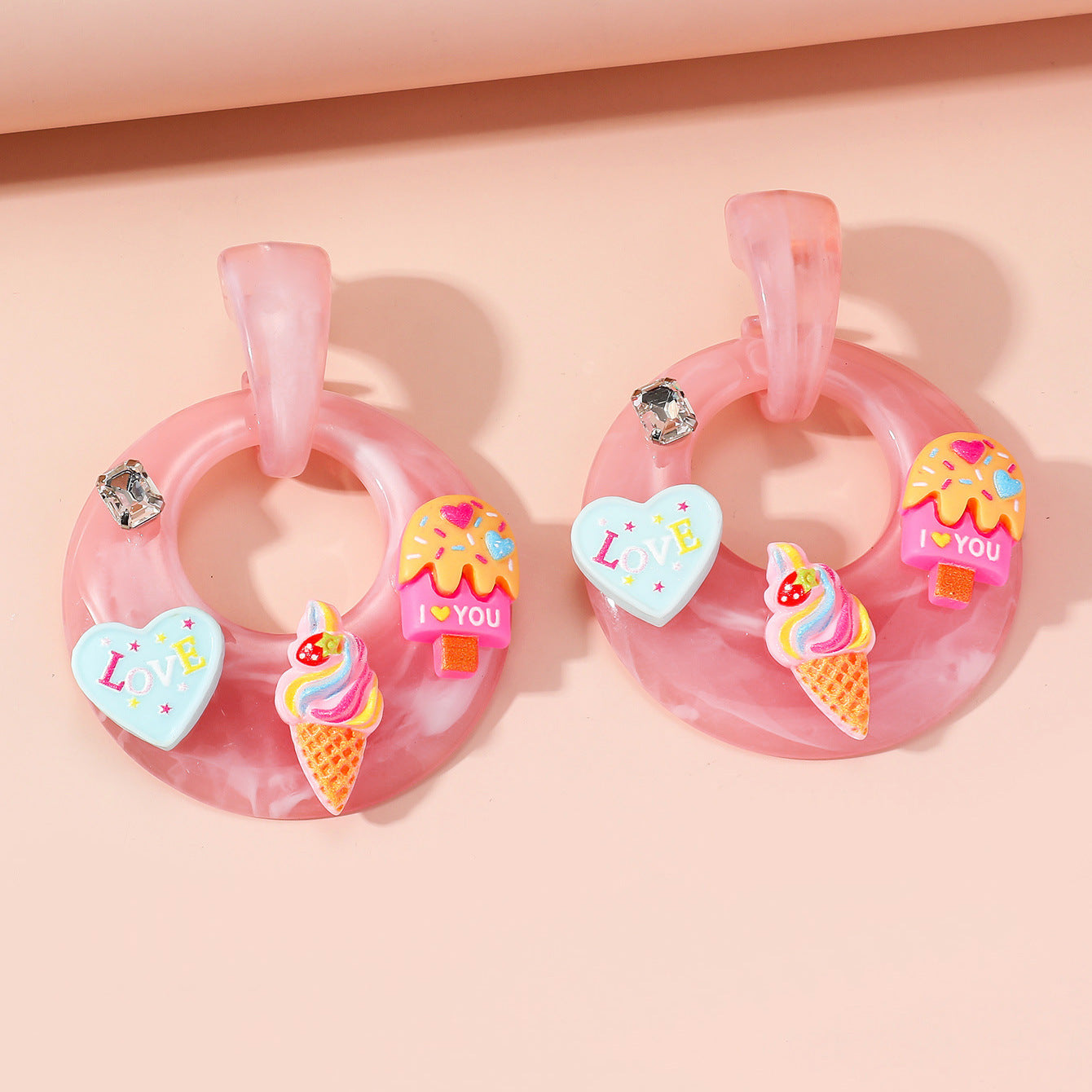 Wholesale Acrylic Hoop Sweet Earrings Cute Earrings ACC-ES-JunJie005