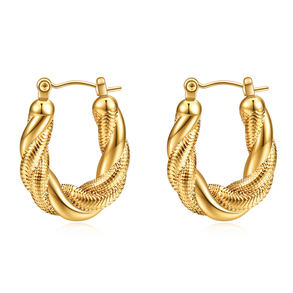 Wholesale  irregular twist snake chain stainless steel earrings