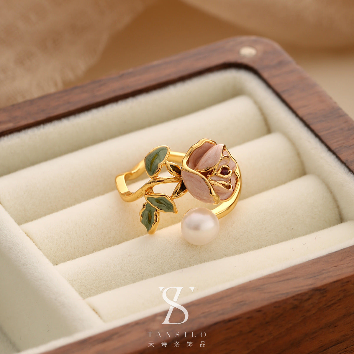 Wholesale Real Pearl Butterfly Ring Opening Ring Adjustable Non-fading Index Finger Ring