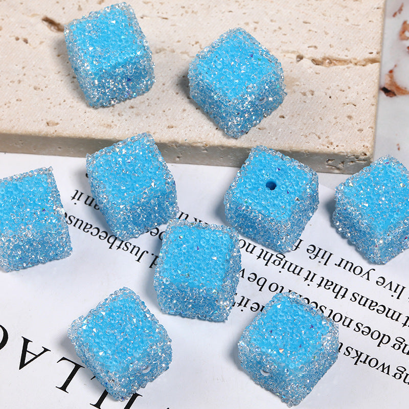 Wholesale of 5pcs/pack of Water Diamonds, Soft Sugar Beads, Candy Colored Square Full Diamond Beads ACC-BDS-BLG025