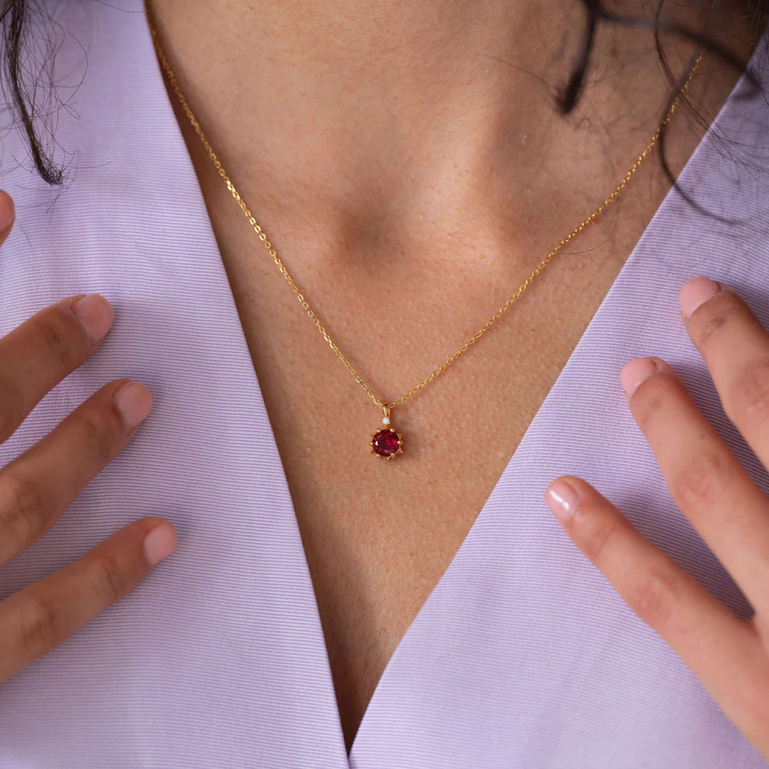 Wholesale Twelve Birthstone Necklace Titanium Steel 12 Birthstone Round Pendant  Flower Accessories