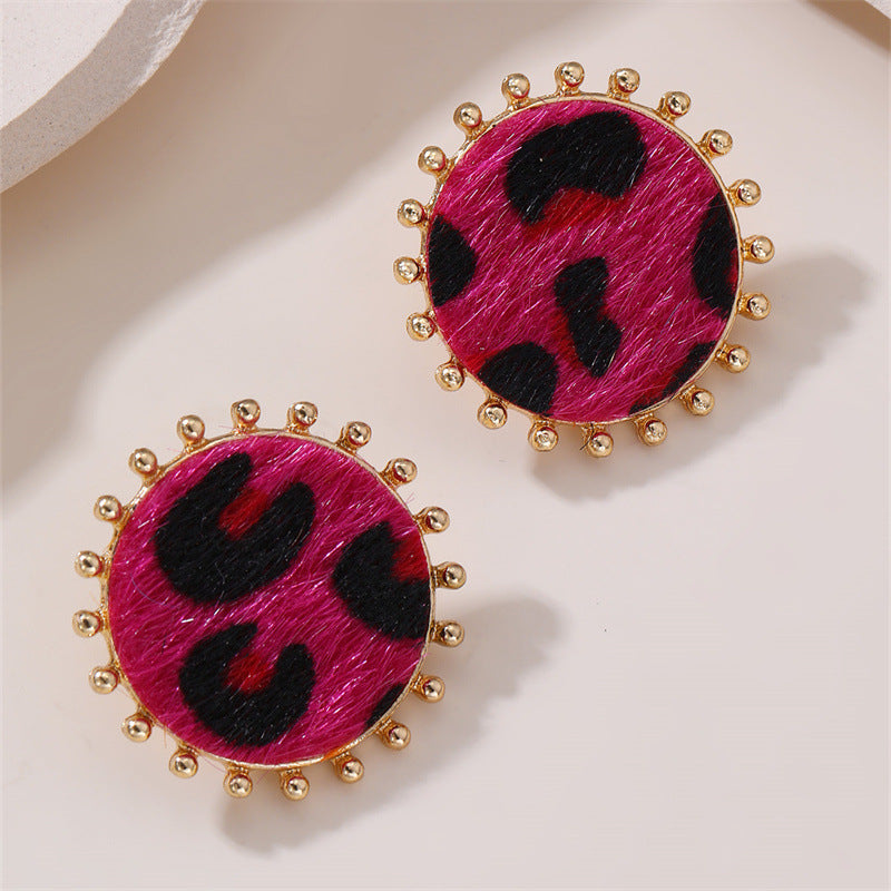 Wholesale  Leopard Earrings Round Geometric Jewelry