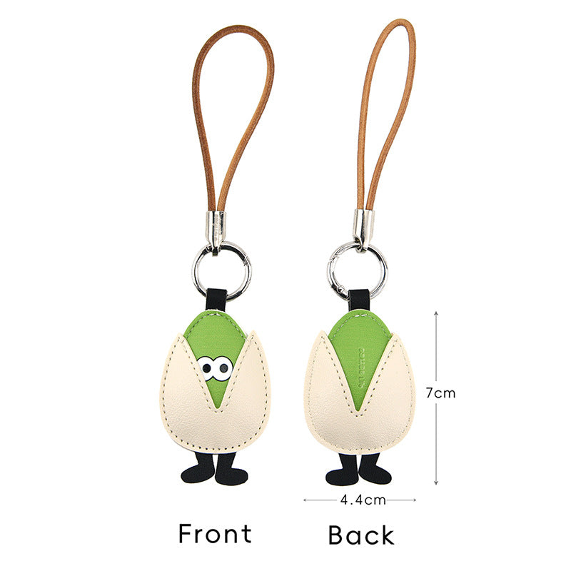 Wholesale Fashion Leather Pistachio Cartoon Funny Keychain Car Key Accessory Bag Decoration Gift