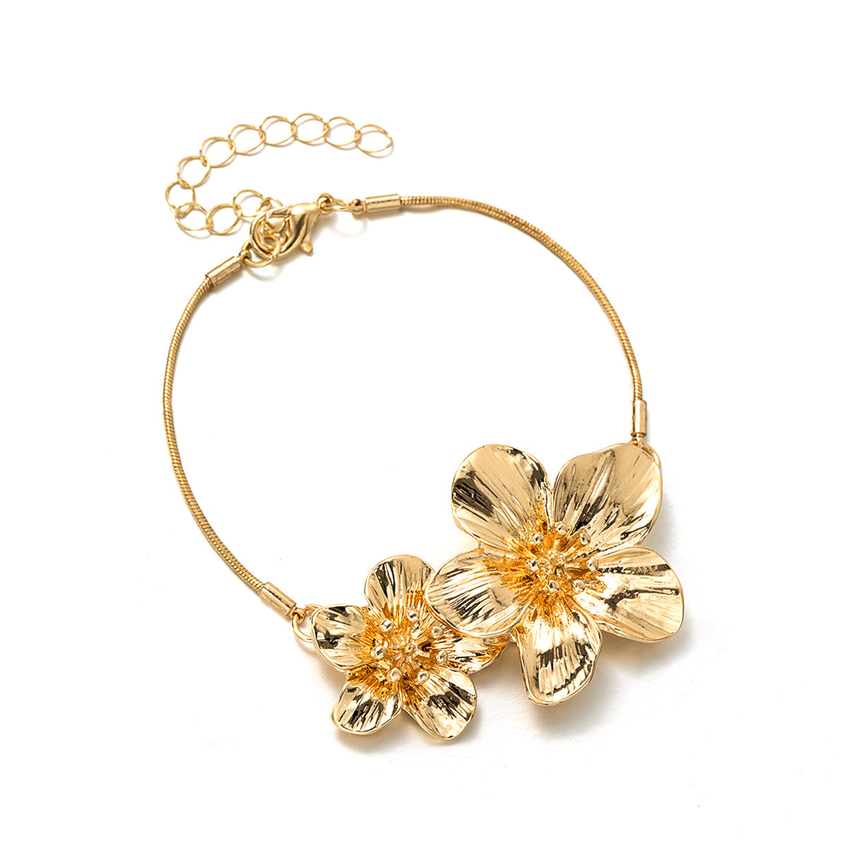 Wholesale Light luxury high-end niche jewelry alloy three-dimensional flower adjustable bracelet