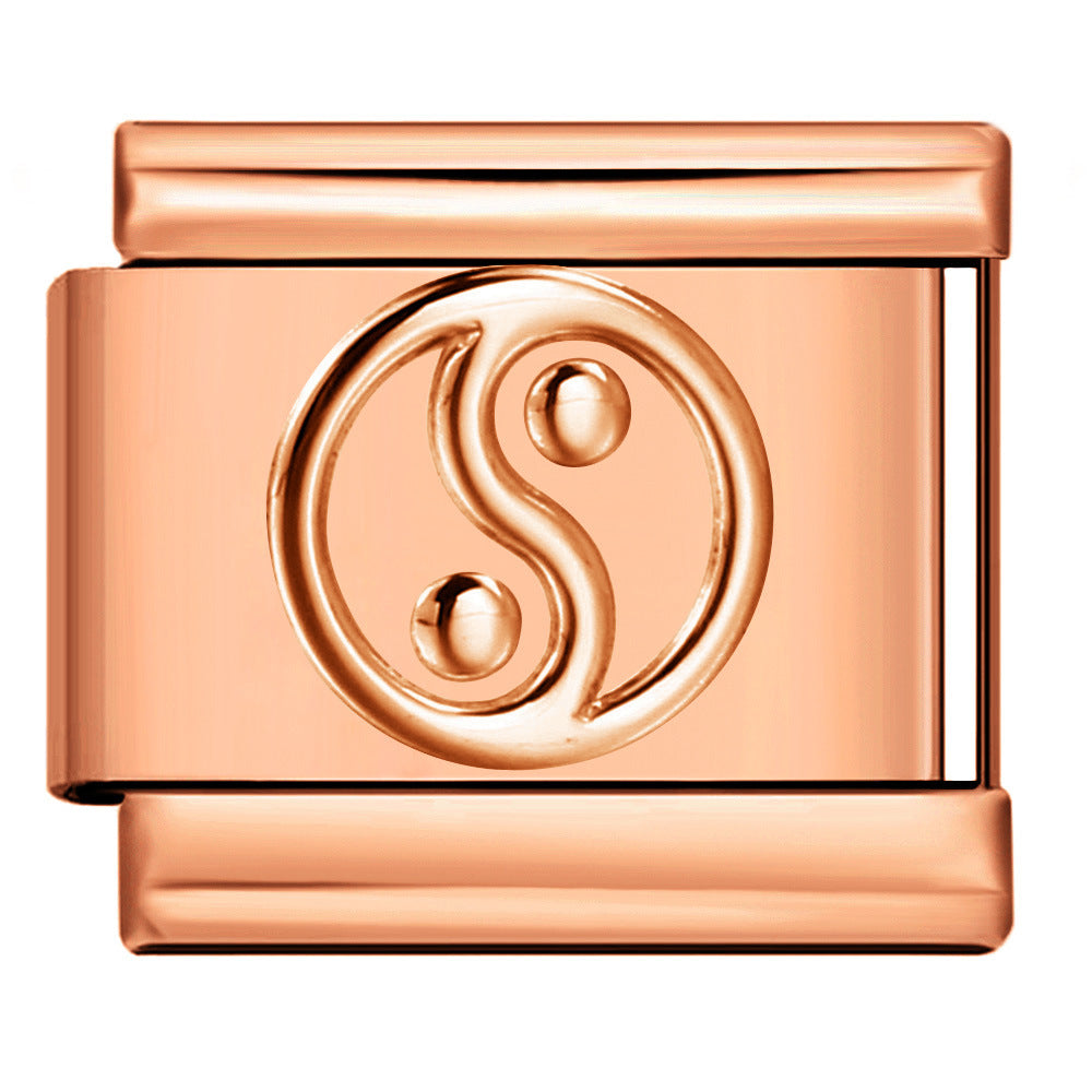 Wholesale Italian Charm Bracelet 9mm DIY Splicing Rose Gold Series Stainless Steel Composable Bracelet