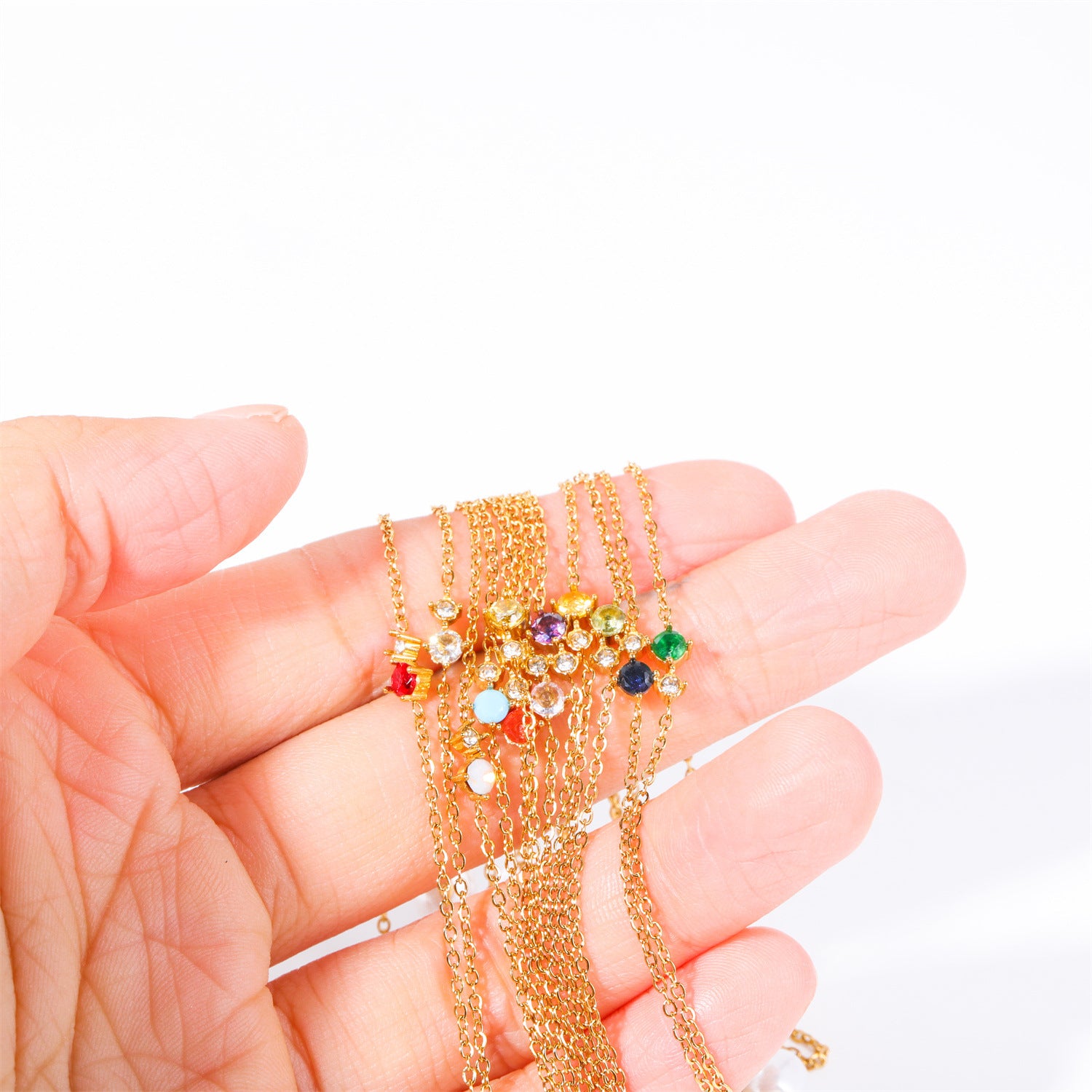 Wholesale 18k Gold Plated Titanium Steel Twelve Birthstone Simple Bracelet