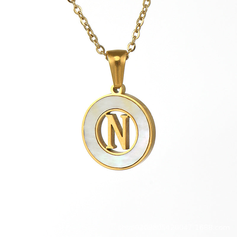 Wholesale hollow Stainless Steel metal 26 English letter necklace