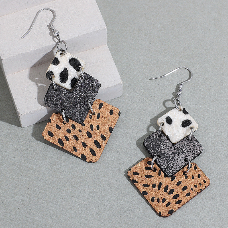 Wholesale Western Cowboy  Pattern Leather Earrings for Women Chic Fashion Accessory