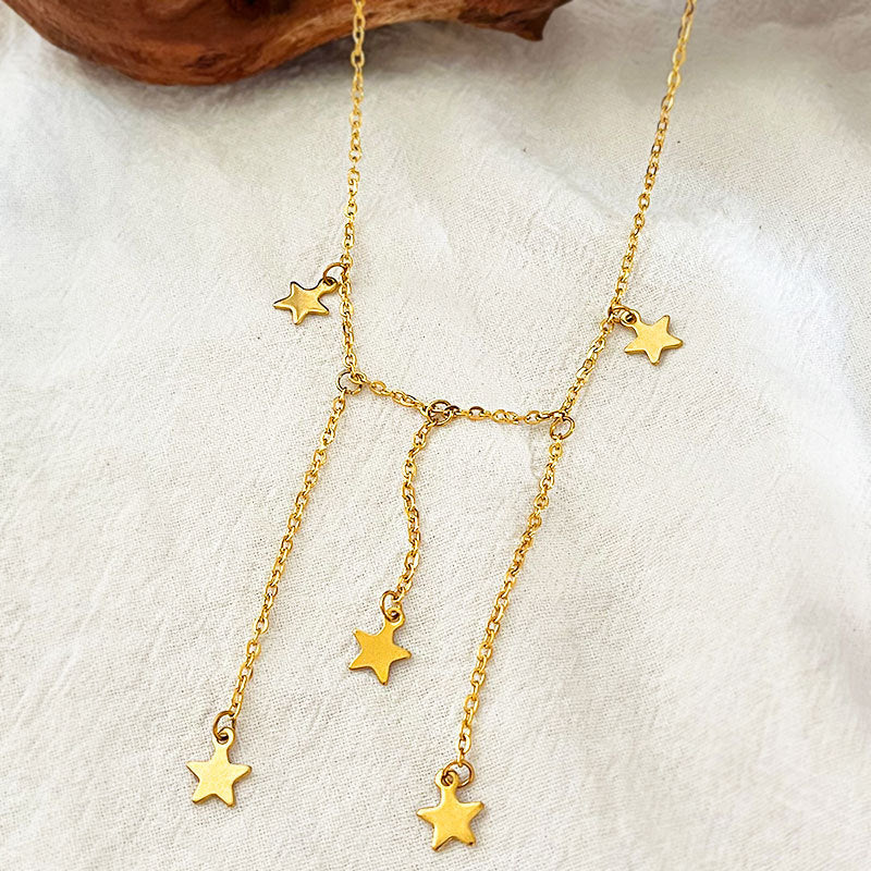 Wholesale star tassel stainless steel pendant Necklace