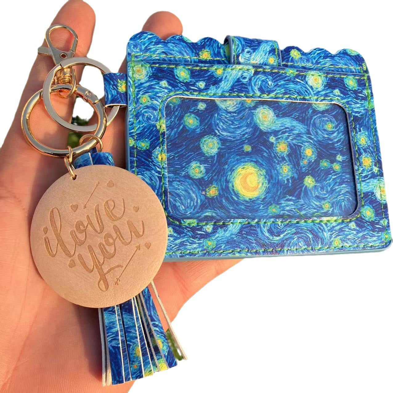Wholesale Butterfly Leopard Cactus Tie Dye Card Holder Keychain Wristlet Keychain ACC-KC-QiuXue016