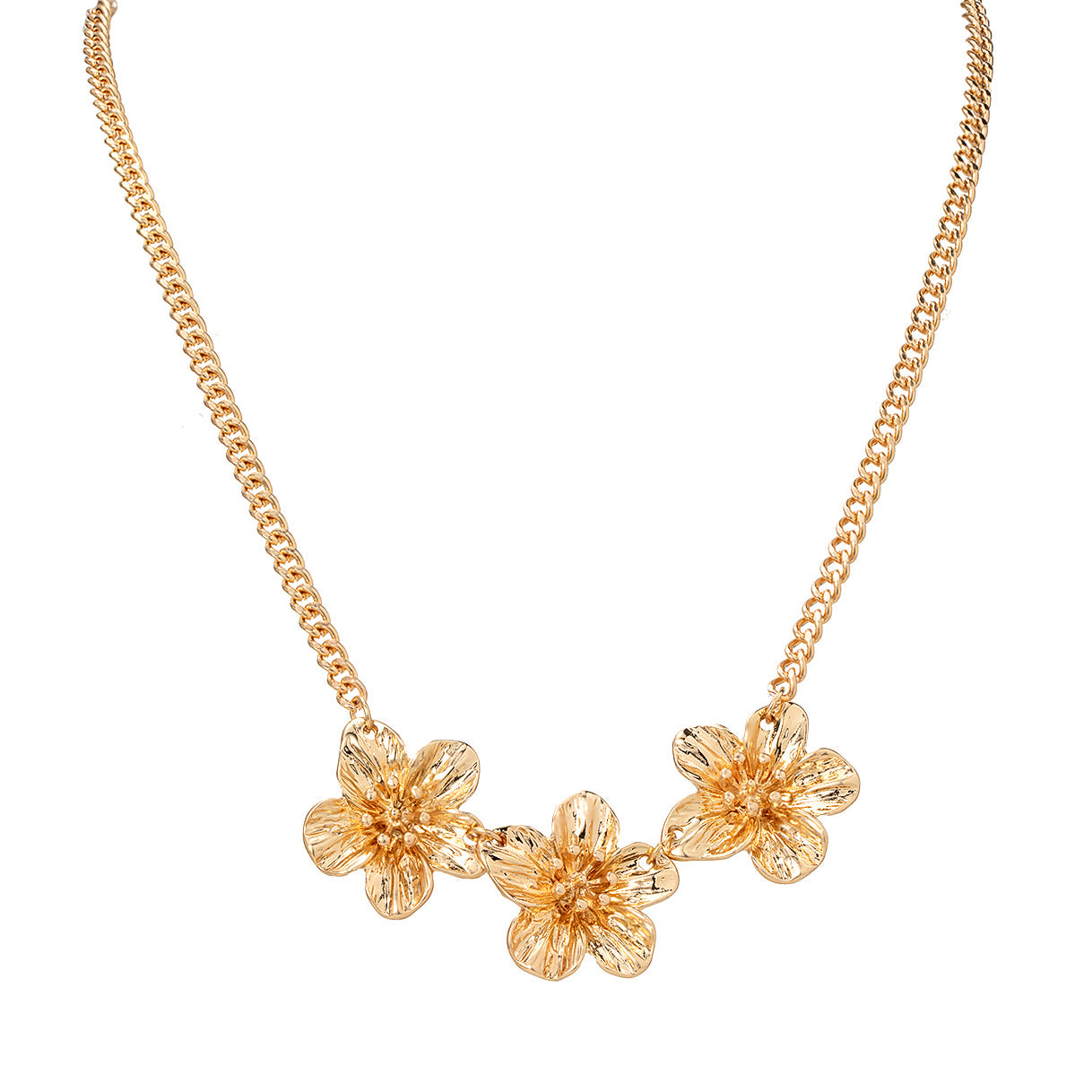 Wholesale Metal Flower Five-petal Metal Chain Adjustable Women's Necklace