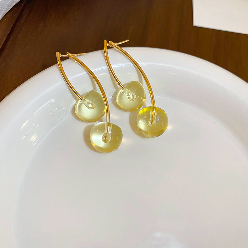 Wholesale Dark Red Resin Cherry Fruit Silver Needle Earrings ACC-ES-JingQiao003