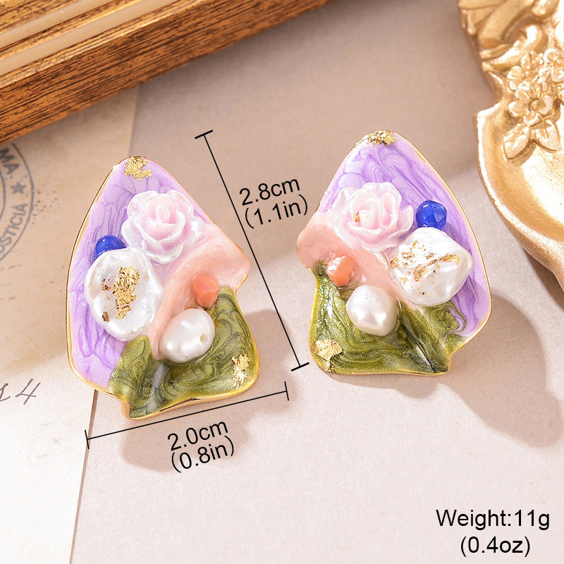 Wholesale Baroque Natural Pearl 925 Silver High-End  Earrings