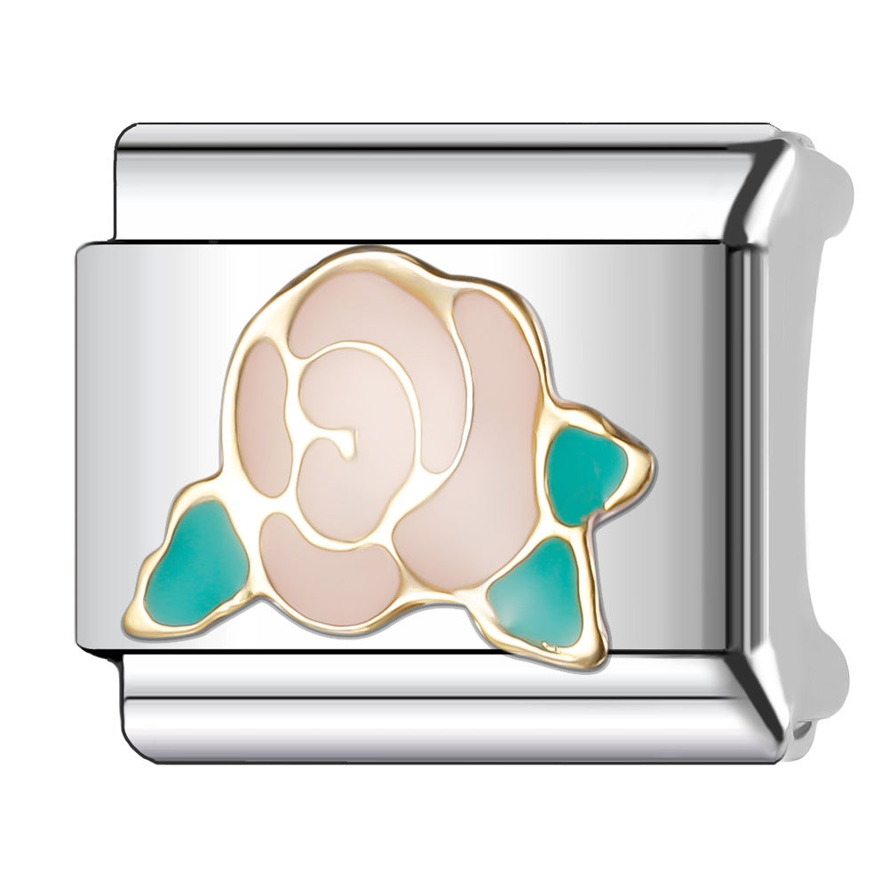 Wholesale Italian Charm Bracelet 9mm DIY Splicing Plant and Flower Series Stainless Steel Composable Bracelet