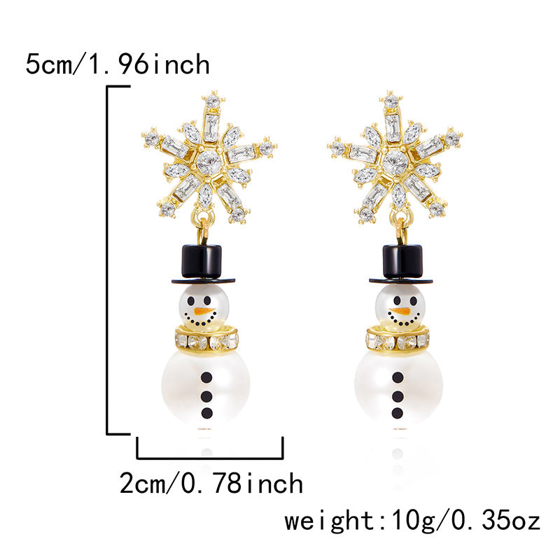 Wholesale Christmas Diamond Snowflake Hat Snowman Earrings ACC-ES-FanYou002
