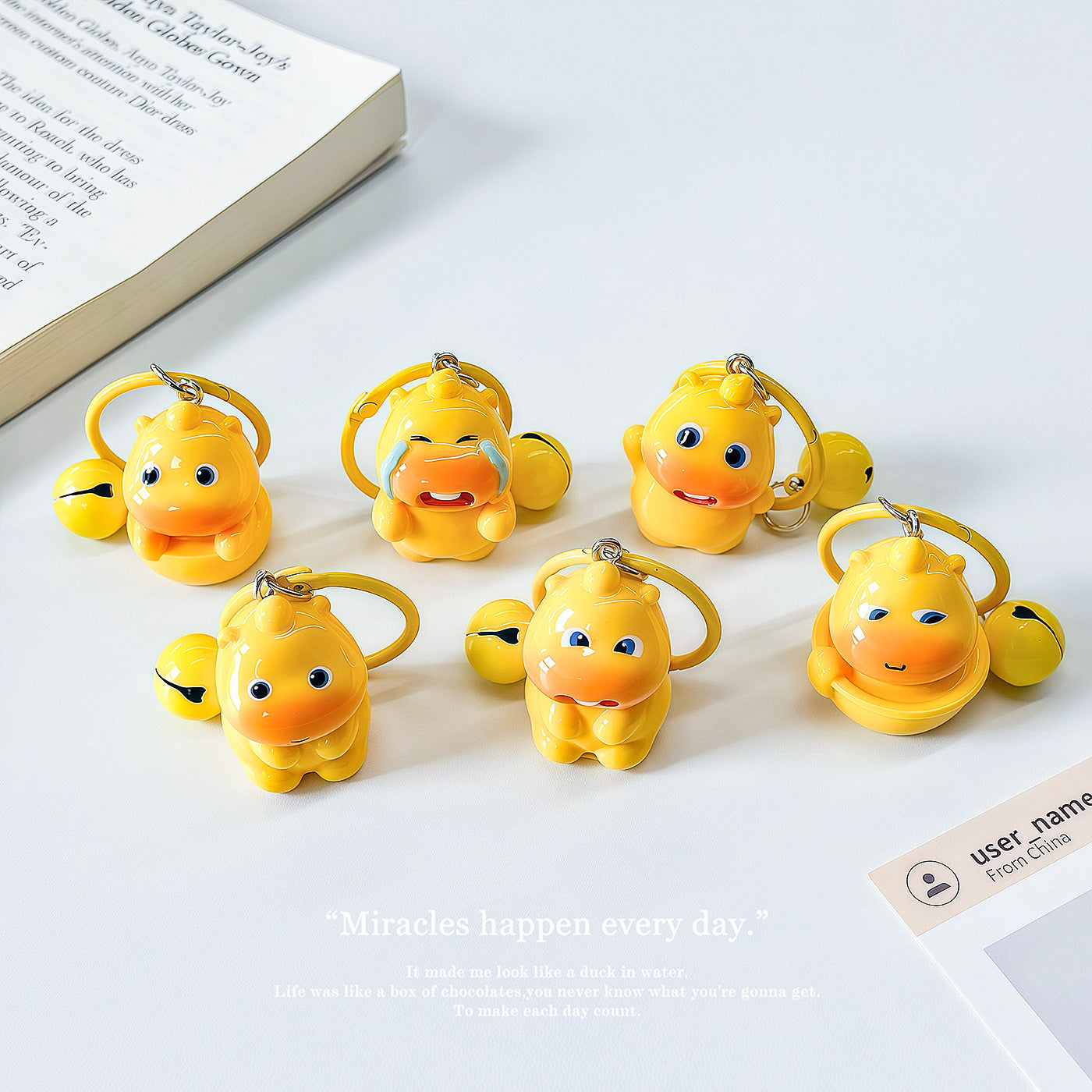 Wholesale Cute 3D Capybara Bell Keychain Plastic Resin Decorative Accessory Gift for Students