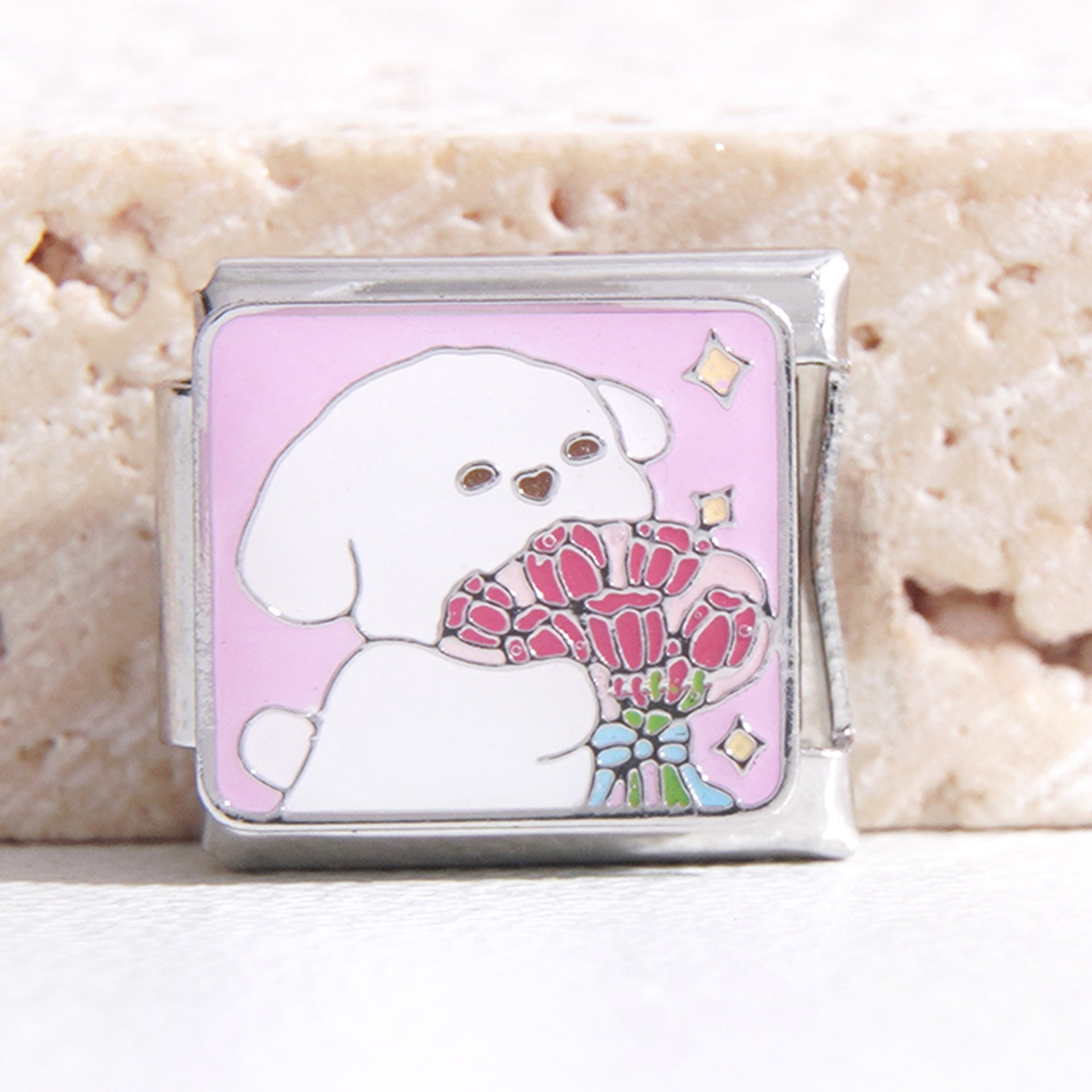 Wholesale Italian Charm Bracelet 9mm DIY Splicing Removable Cartoon Cat Stainless Steel Composable Bracelet